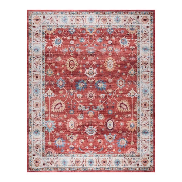 Gertmenian Cullen Red 5 ft. x 7 ft. Crystal Print Polyester Digitally Printed Area Rug