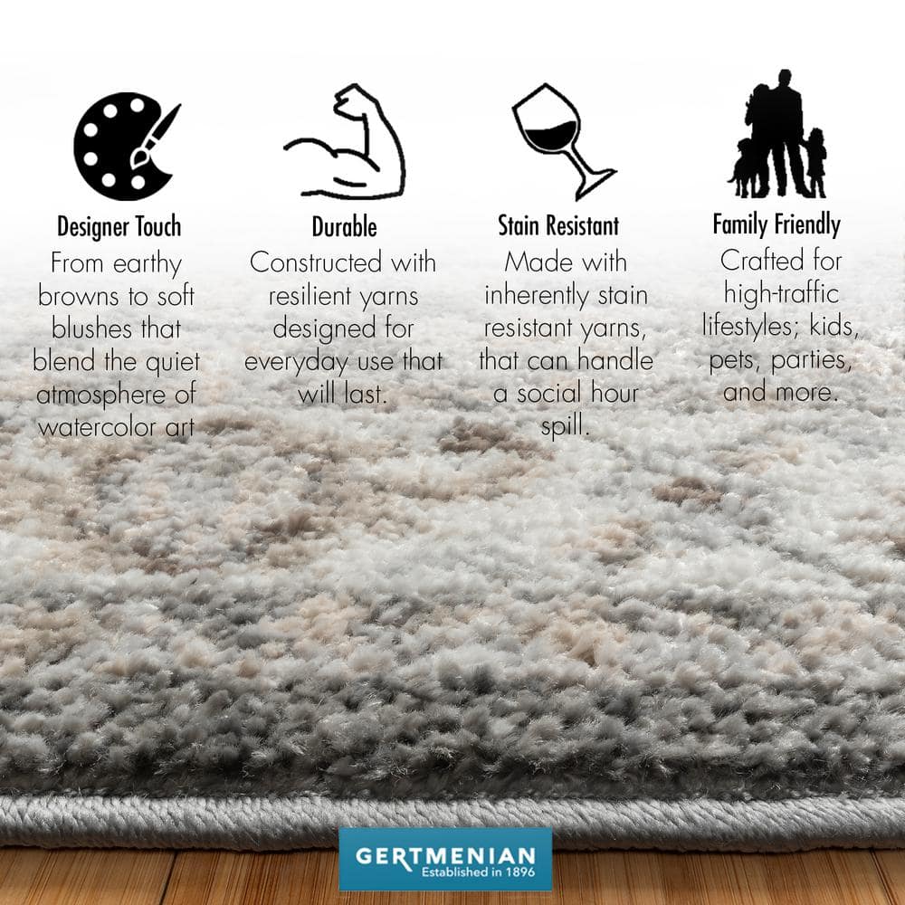 Gray and Beige Abstract Tufted Synthetic 6' x 9' Area Rug