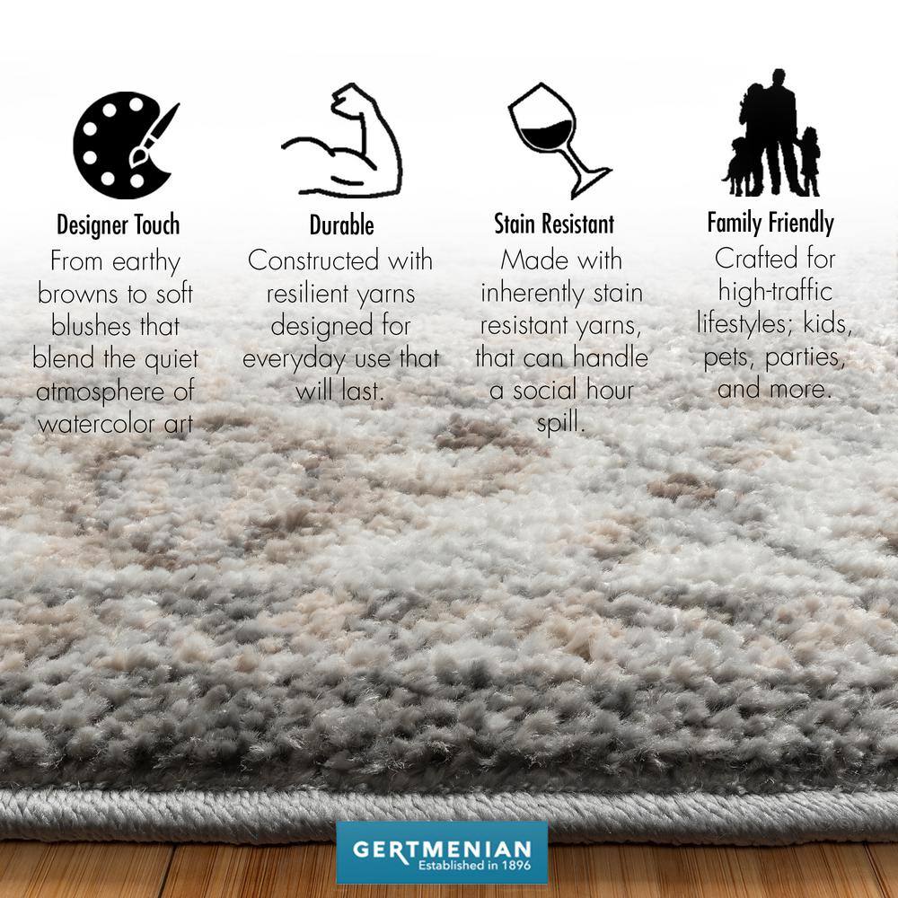 Ivory and Beige Rectangular Synthetic Area Rug, 9x13