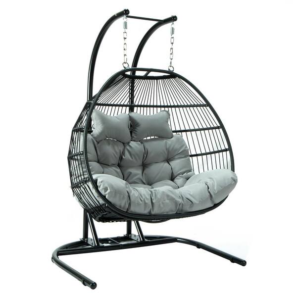 leisuremod wicker 2 person double hanging egg swing chair