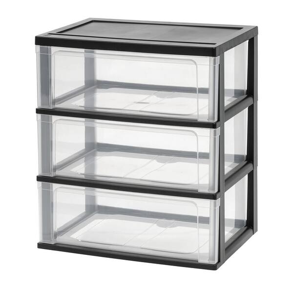 IRIS 21.25 in. W x 24.38 in. H Black 3-Drawer Plastic Wide Chest