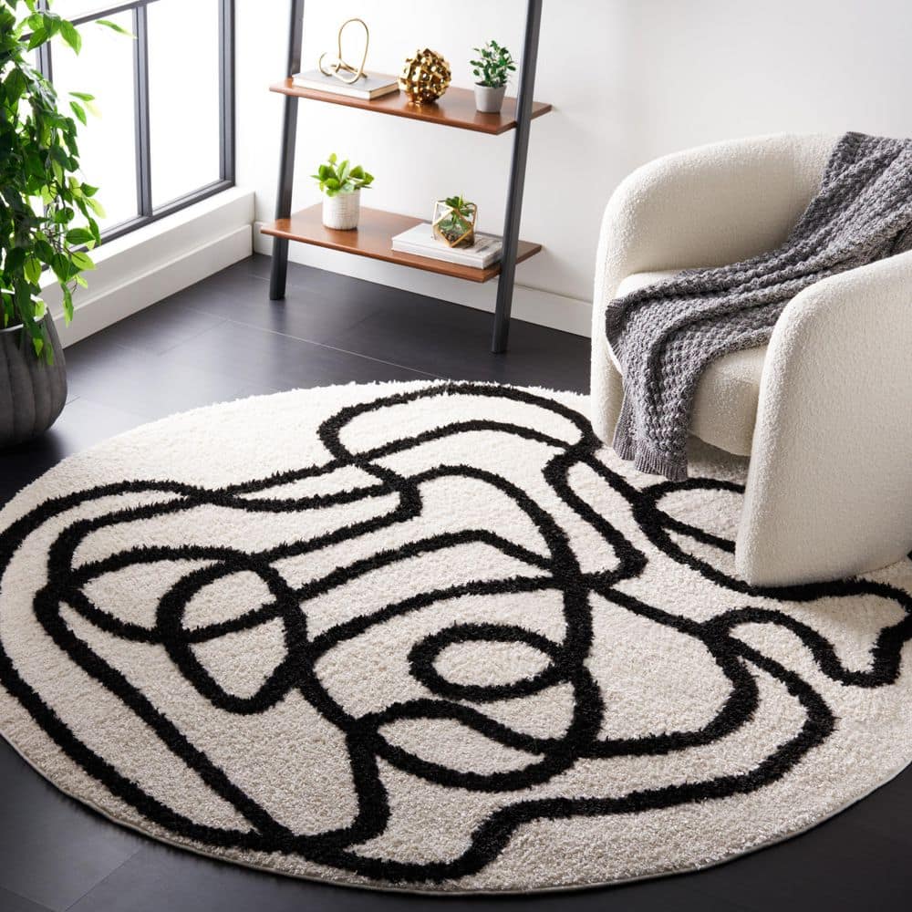 Norway 5 x 5 Ivory/Black Abstract Round Rug price history on PriceWatchPro
