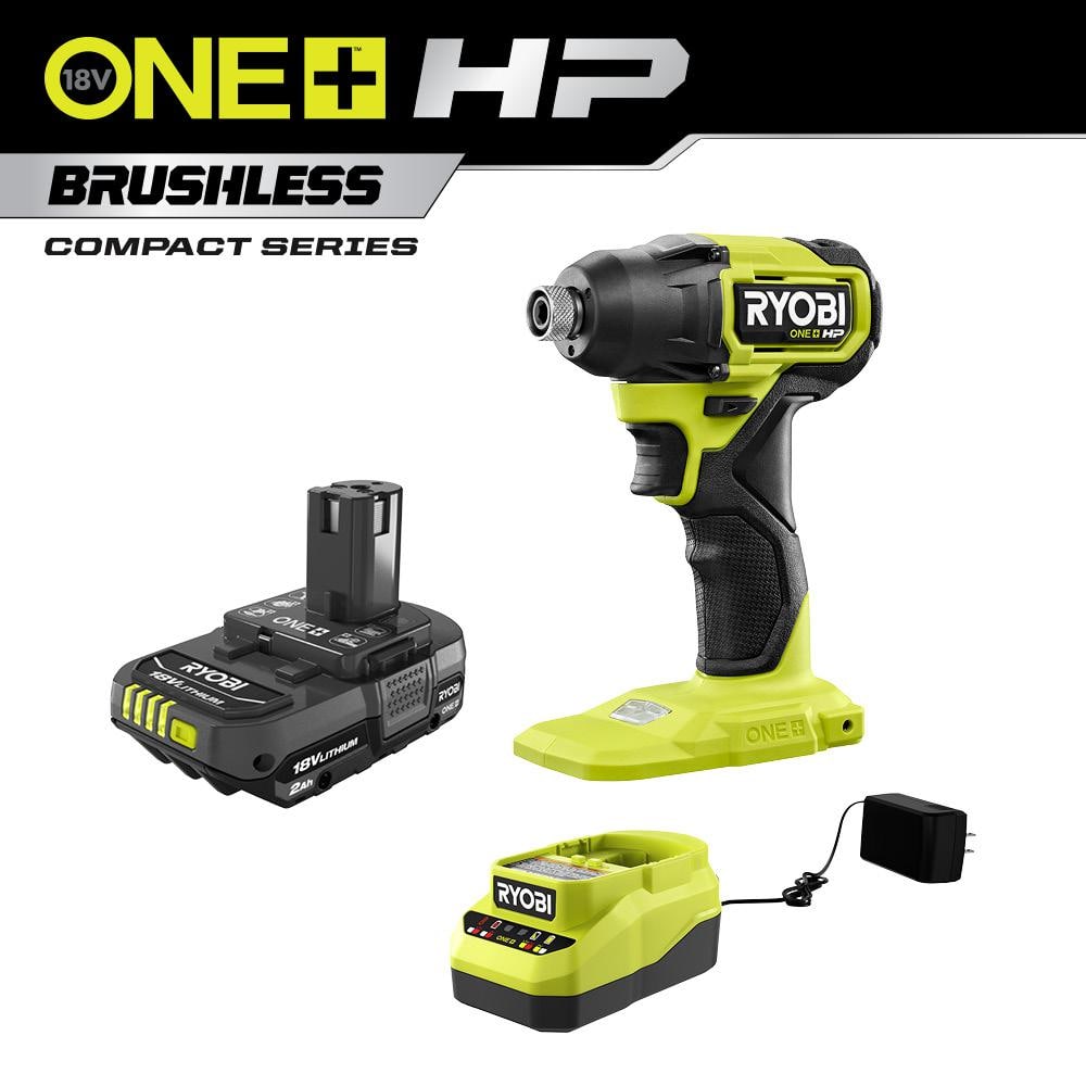 ONE+ HP 18V Brushless Cordless Compact 1/4 in. Impact Driver with 2.0 Ah Battery and Charger -  RYOBI, PSBID01B-PSK005