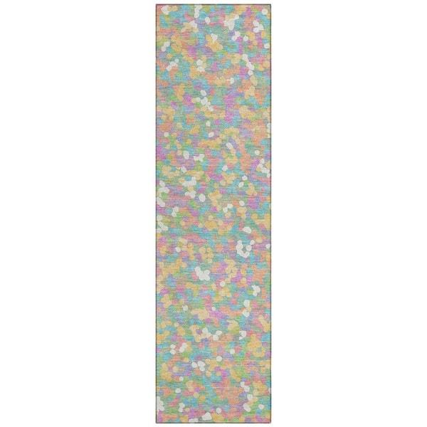 Chantille Machine Washable Indoor/Outdoor Abstract ACN2507 Mint 2 ft. x 7 ft. Runner Rug
