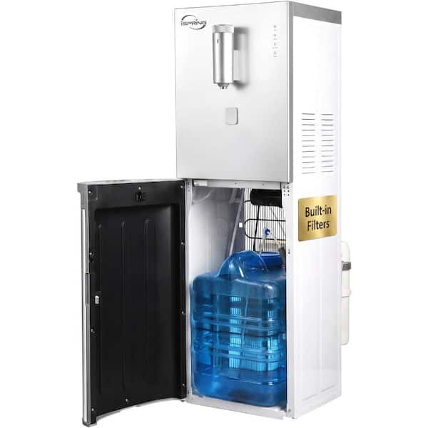 Dual-Source Water Dispenser - 4-Stage Filtration, Hot/Cold/Room, Child Lock, Silver