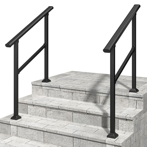 24 in. H x 36 in. W Black Carbon Steel Stair Railing Kit (2 Pack)