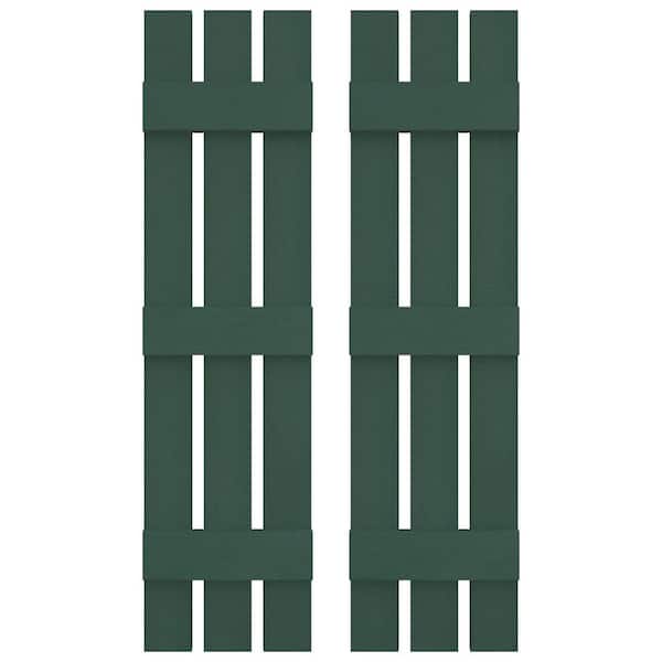 Builders Edge 12 in. W x 71 in. H Vinyl Exterior Spaced Board and Batten Shutters Pair in Forest Green