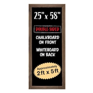 Excello 58 in. x 25 in. Wooden Wall Chalkboard and Dry Erase Sign, Rustic Brown