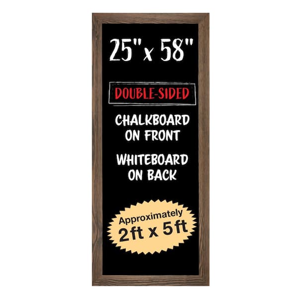 EXCELLO GLOBAL PRODUCTS Excello 58 in. x 25 in. Wooden Wall Chalkboard and Dry Erase Sign, Rustic Brown