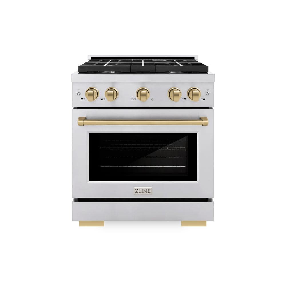 Autograph Edition 30 in. 4-Burner Freestanding Gas Range and Convection Oven in Stainless Steel and Champagne Bronze price history on PriceWatchPro