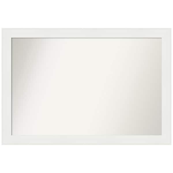 Amanti Art Vanity White Narrow 35.5 in. x 24.5 in. Custom Non-Beveled Recycled Polystyrene Framed Bathroom Vanity Wall Mirror