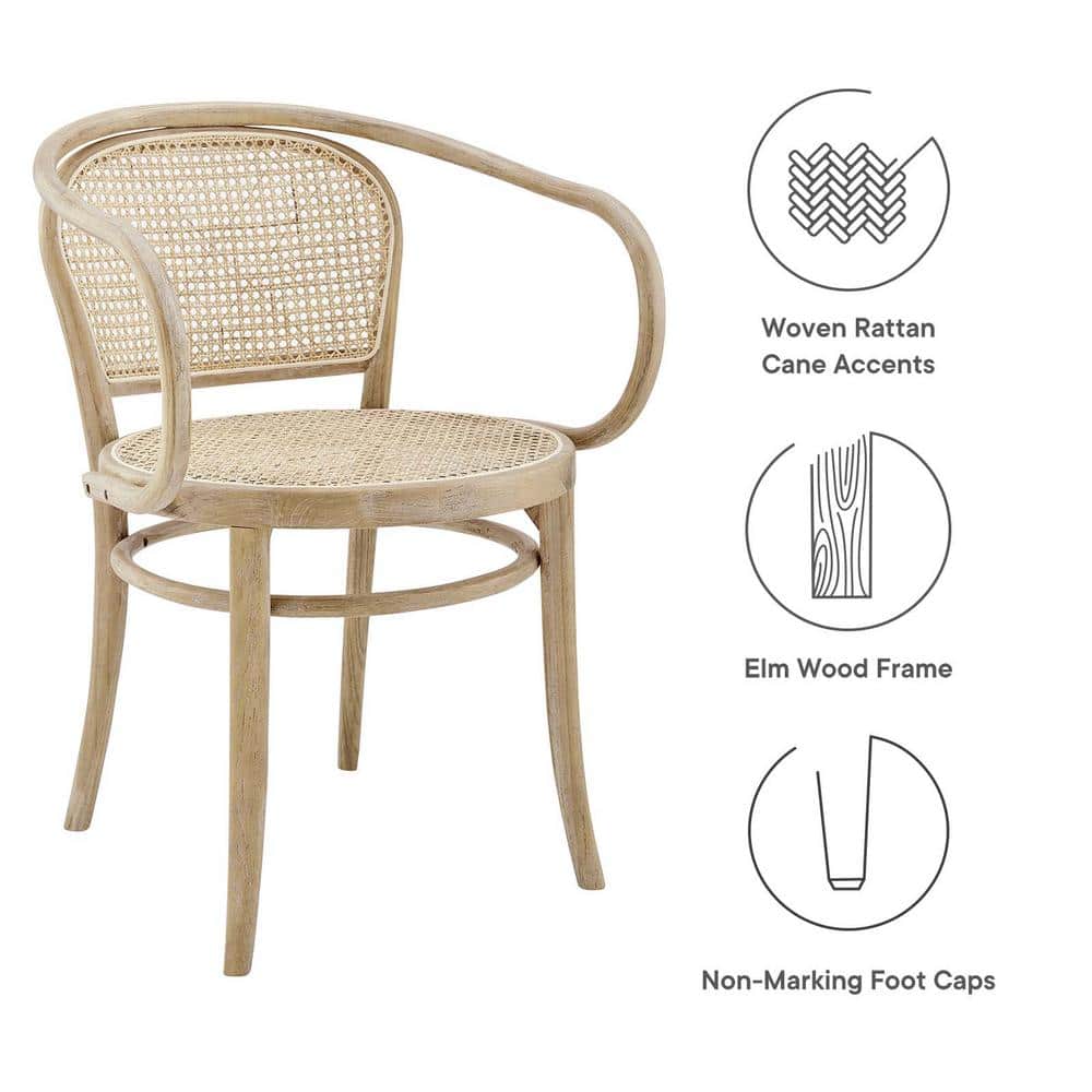 Gray Low Wood and Cane Arm Chair