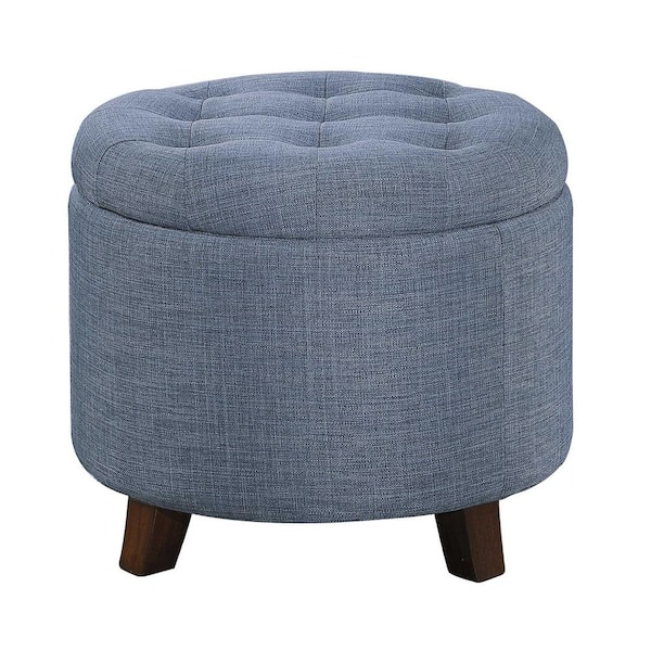 EVERGLADE HOME Calera Blue Gray Tufted Storage Ottoman
