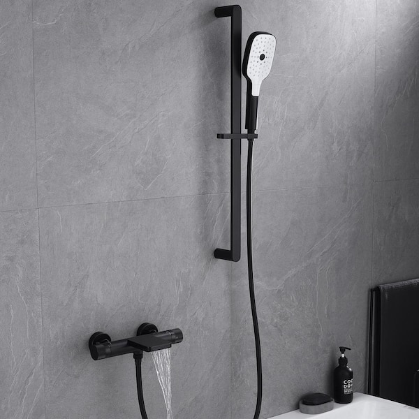 Wall-Mount Slide Bar with Handheld Shower Head Hand Shower Hose Holder  Touch-Clean Sprayer Matte Black - Bed Bath & Beyond - 35568442