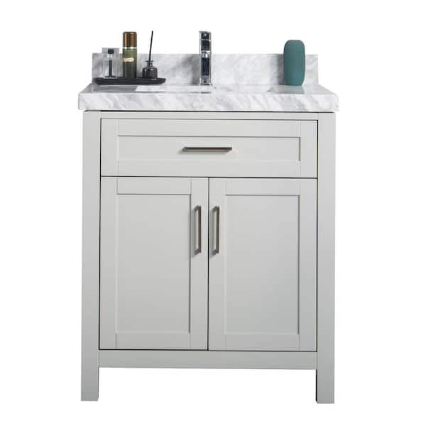 Willow Collections Cambridge 30 in. W x 22 in. D x 36 in. H Bath Vanity in Gray with Carrara Top