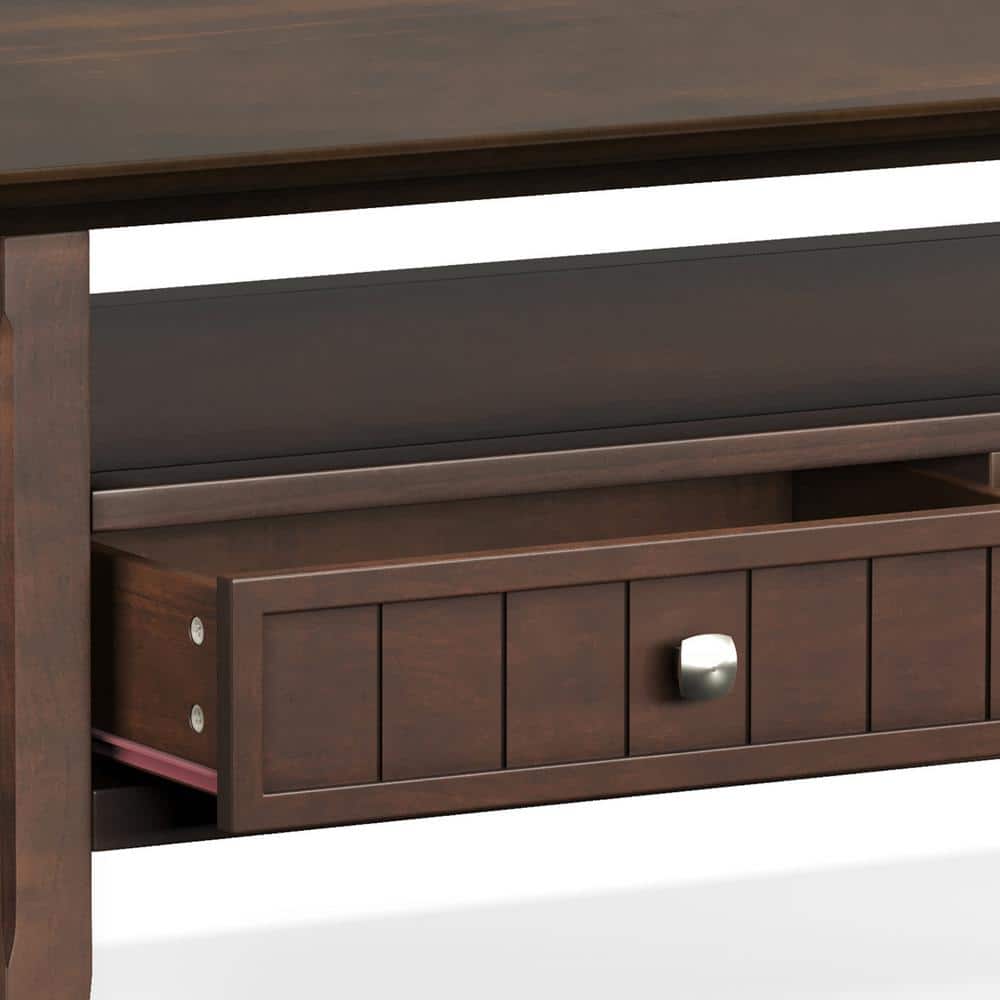 Brunette Brown Rectangular Wood Coffee Table with Storage