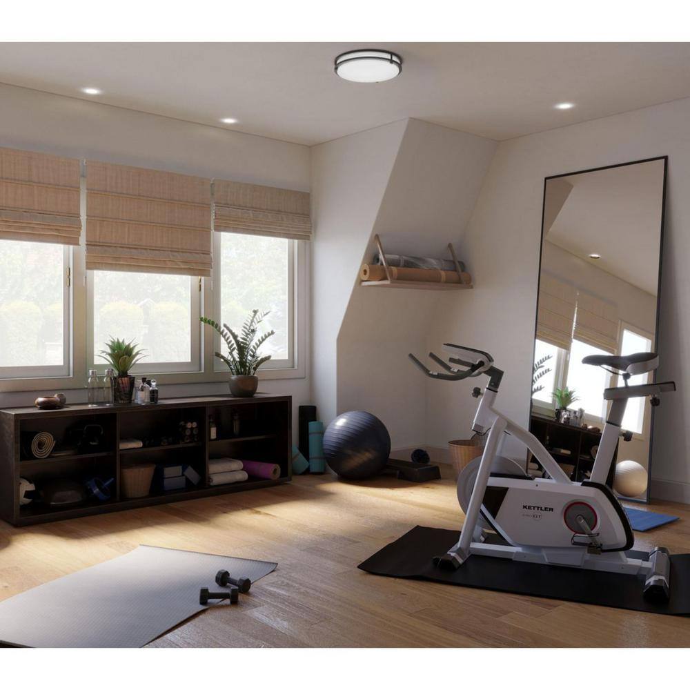 Urban Bronze 14" LED Flush Mount Light with Glass Diffuser