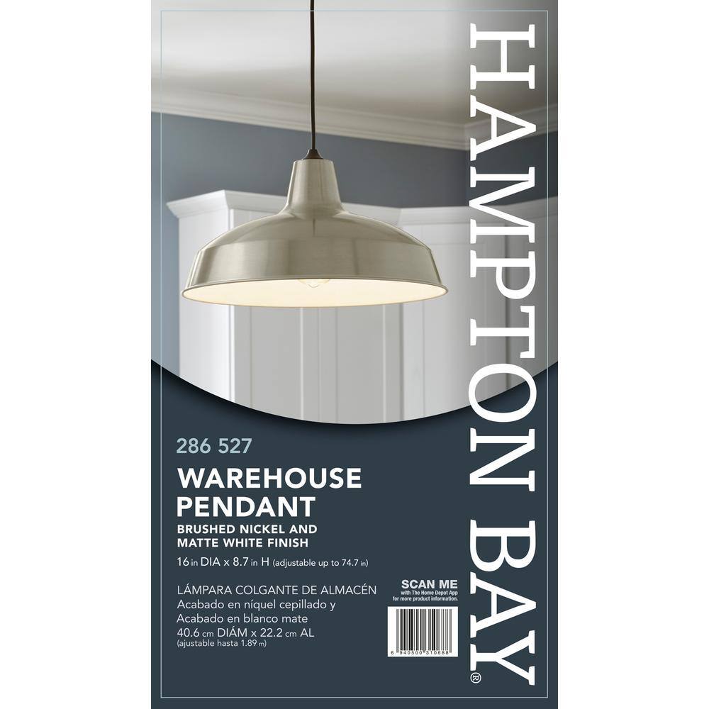 Brushed Nickel Industrial Warehouse Pendant Light