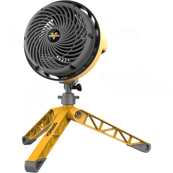 Adrinfly 7 Inch 3 Speed Heavy Duty Shop Air Circulator Fan with High-Impact Housing, Collapsible Tripod Base, Yellow