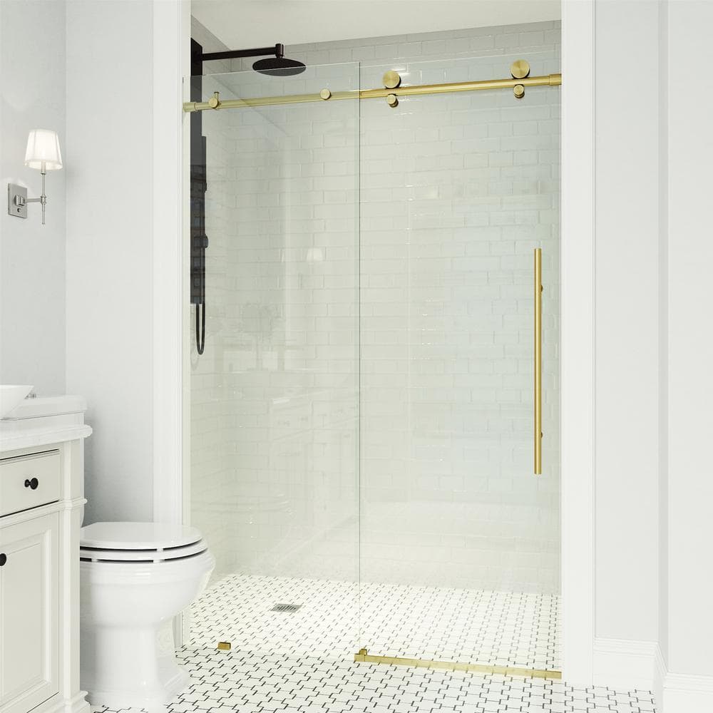 Elan E-Class 56-60" Frameless Sliding Shower Door in Matte Brushed Gold