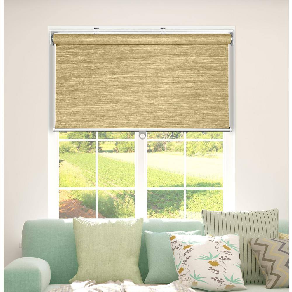 Sand Natural Weave Cordless Roller Shades 34.5"W x 48"H