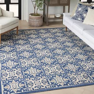 Aloha Blue 5 ft. x 8 ft. Geometric Contemporary Area Rug