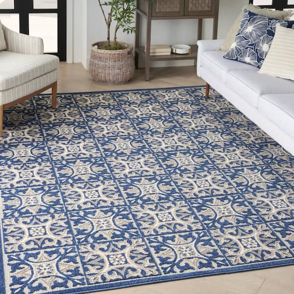 Aloha Blue 5 ft. x 8 ft. Geometric Contemporary Area Rug