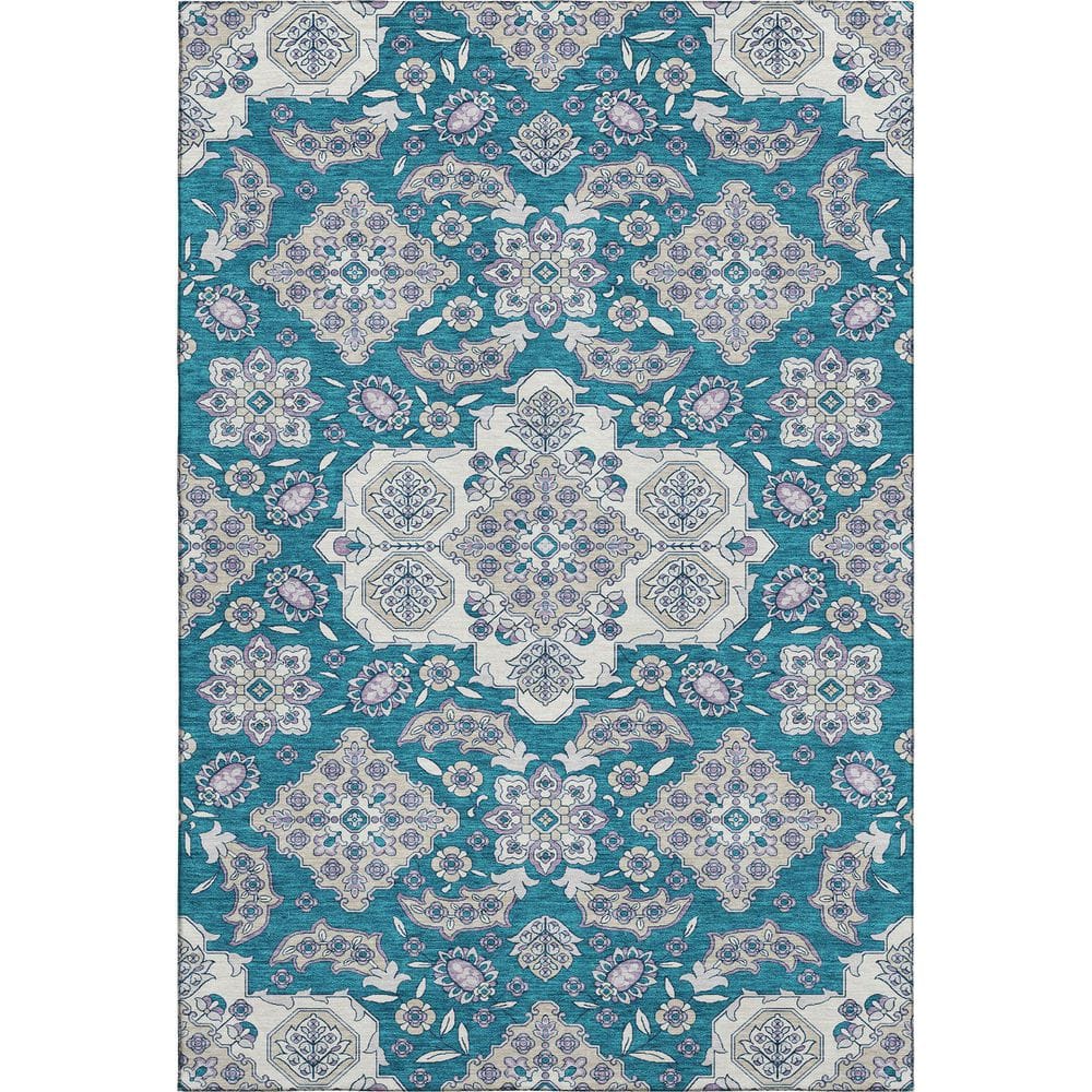 Mayfield Premium Machine Washable Abstract AMF1853 Teal 10 ft. x 14 ft. Area Rug price history on PriceWatchPro