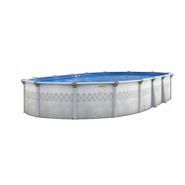 Unbranded St. Lucia 16 ft. x 24 ft. Oval x 52 in. Deep Above Ground Pool Package with 7 in. Top Rail