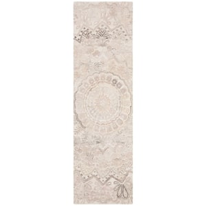 Marquee Beige/Ivory 2 ft. x 10 ft. Floral Oriental Runner Rug