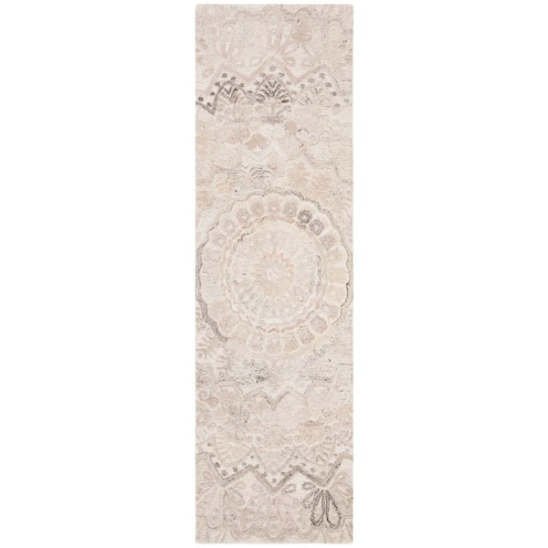 SAFAVIEH Marquee Beige/Ivory 2 ft. x 10 ft. Floral Oriental Runner Rug