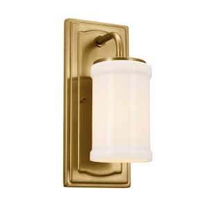 Vetivene 1-Light Natural Brass Bathroom Wall Sconce Light with Opal Glass
