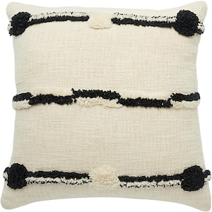Lifestyles Black and Ivory 18 in. x 18 in. Throw Pillow