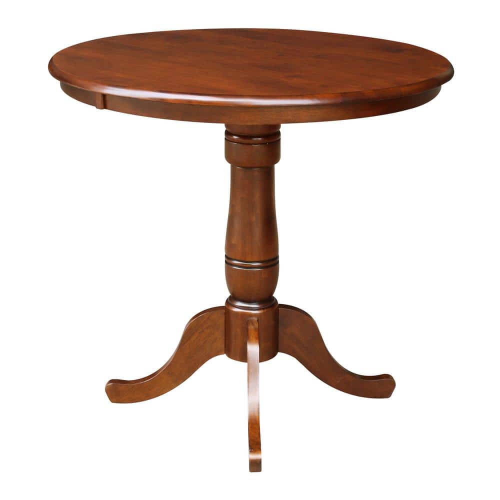 Espresso Medium Wood Round Extendable Counter Height Table
