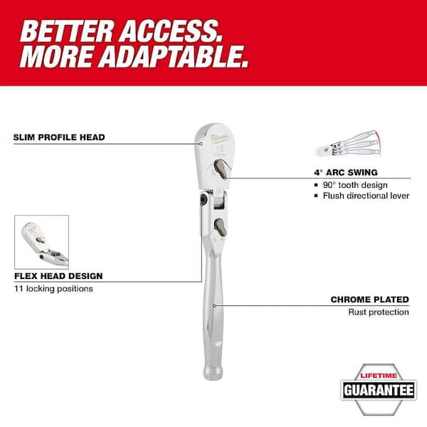 1/2 in. Drive 18 in. Flex Head Ratchet with 1/2 in. Drive Extension Set (5-Piece)
