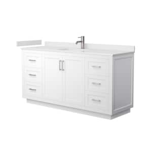 Miranda 66 in. W x 22 in. D x 33.75 in. H Single Bath Vanity in White with White Cultured Marble Top