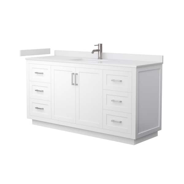 Wyndham Collection Miranda 66 in. W x 22 in. D x 33.75 in. H Single Bath Vanity in White with White Cultured Marble Top