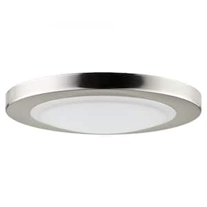 7 in. 1-Light Brushed Nickel Integrated LED Energy Star Dimmable Mini Round Surface Flush Mount in Warm White 3000K
