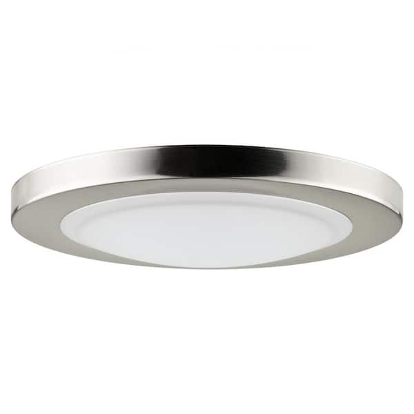 Sunlite 7 in. 15-Watt Brushed Nickel Integrated LED Flush Mount with White Acrylic Shade