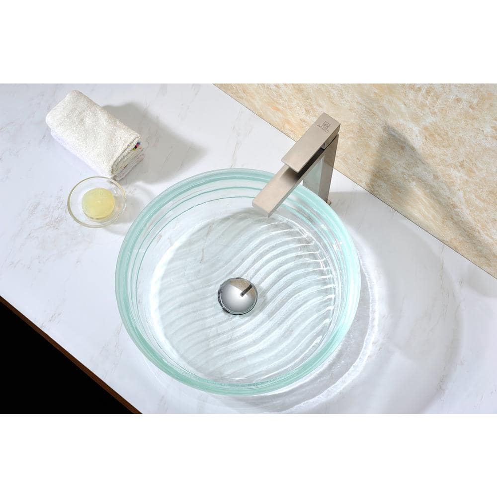 Lustrous Translucent Crystal Glass Circular Vessel Sink