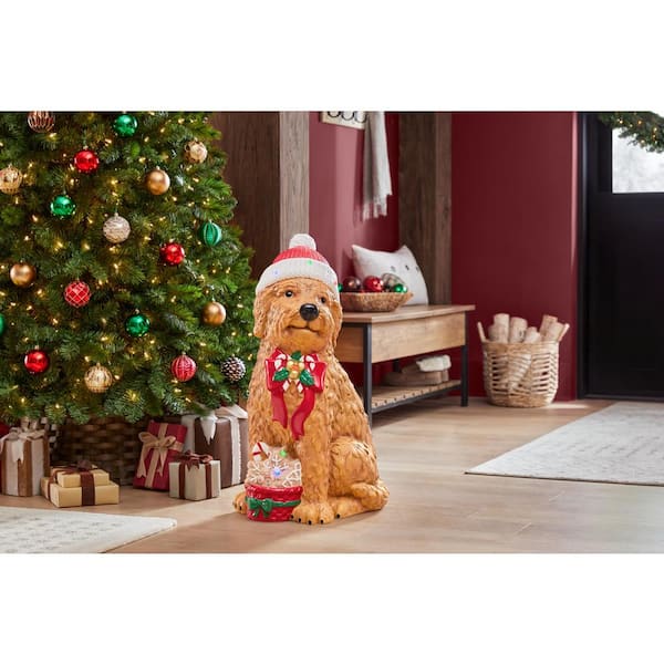 Goldendoodle Holiday Living 27” Christmas LED Light Up hot Fluffy Doodle Dog Decor