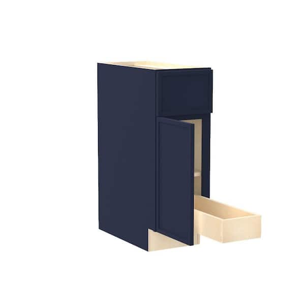 Home Decorators Collection Franklin 12 in. W x 24 in. D x 34.5 in. H Assembled Plywood Base Kitchen Cabinet in Vessel Blue with 1ROT Soft Close LH