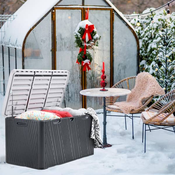 Aoodor 85 Gal. Black Heavy-Duty Thickened Plastic Outdoor Storage