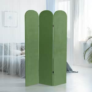 6 ft. Green 3-Panel Classic Arch Velvet Room Divider