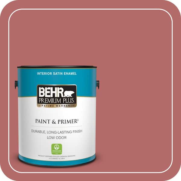 BEHR PREMIUM PLUS 1 gal. #PMD-12 Desert Rose Satin Enamel Low Odor Interior Paint & Primer