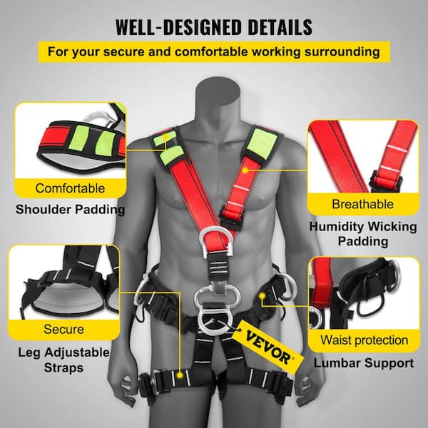 Safety Climbing Harness Rock Tree Body Fall Protection Rappelling Harn
