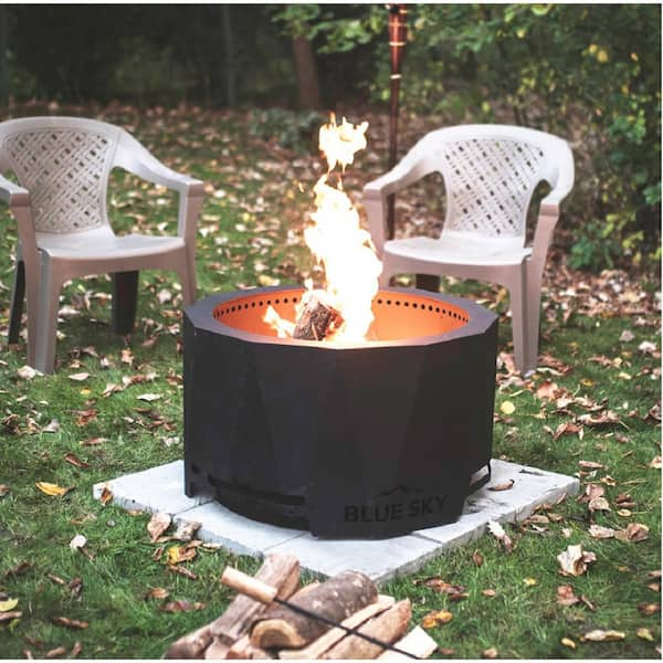 Blue Sky Outdoor Living 36-in Round Barrel Fire Pit with Swing Away Grill, Black