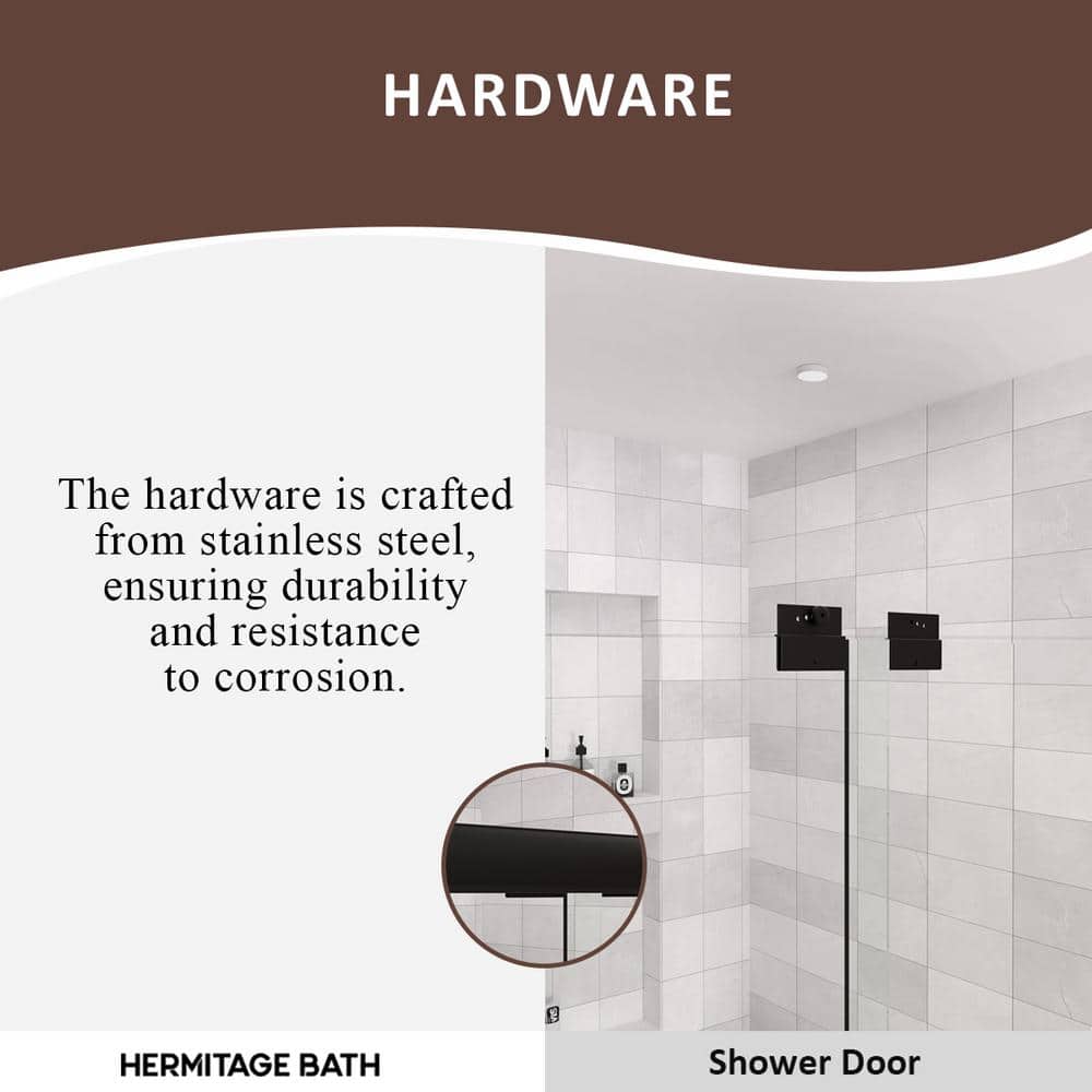 Nepti Matte Black Semi-Frameless Sliding Shower Door with Clear Glass
