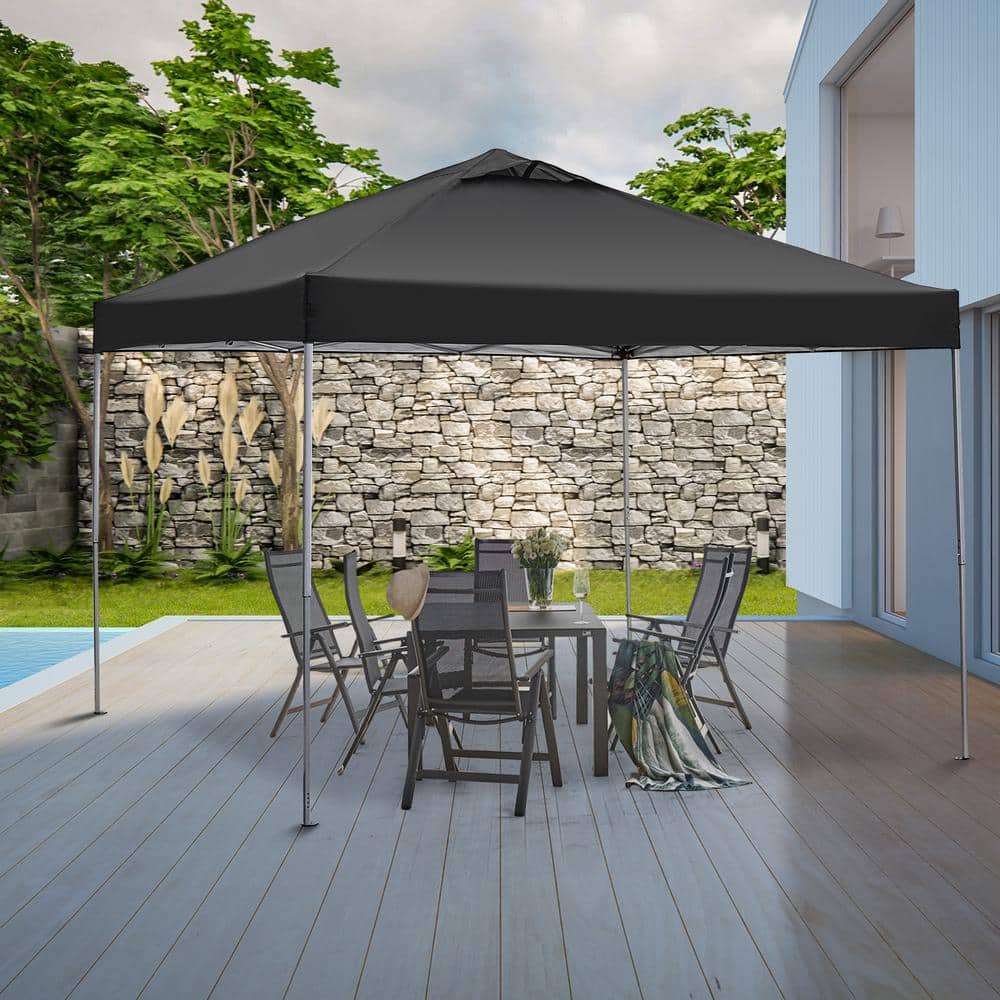 10x10 Black Adjustable Height Pop-Up Canopy Tent
