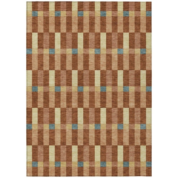 Chantille Machine Washable Indoor/Outdoor Abstract ACN2548 Paprika 8 ft. x 10 ft. Area Rug